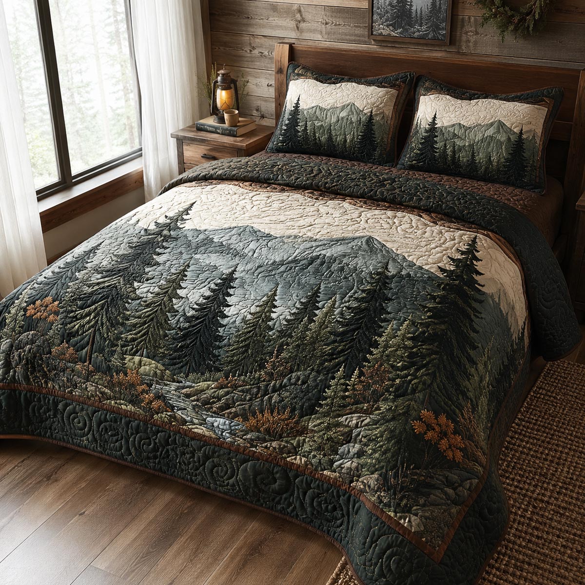 Evergreen Valley 3-Piece Quilted Bedding Set NCU0DV10064