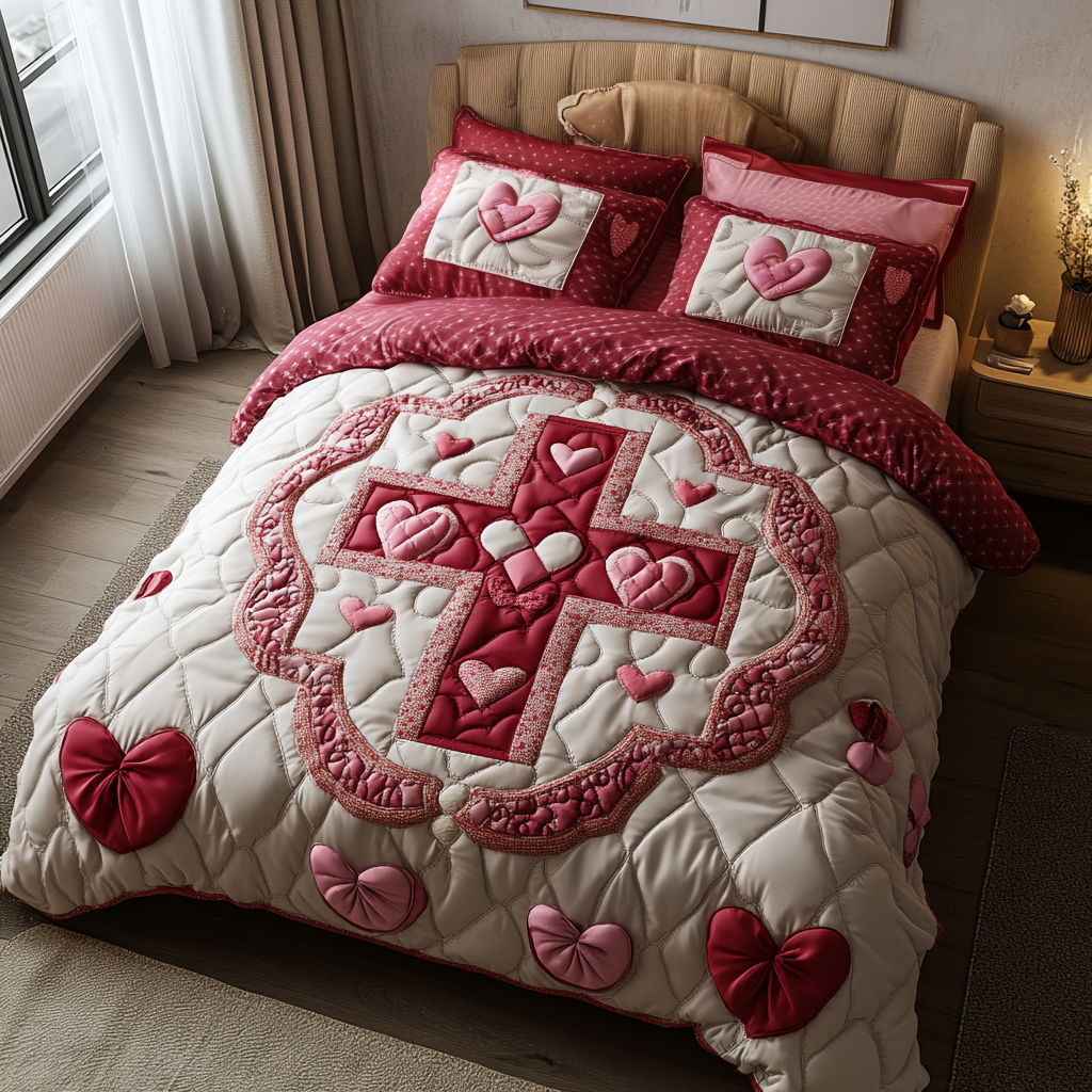 Everlasting Hearts Quilted Bedding Set NCU0DV2739