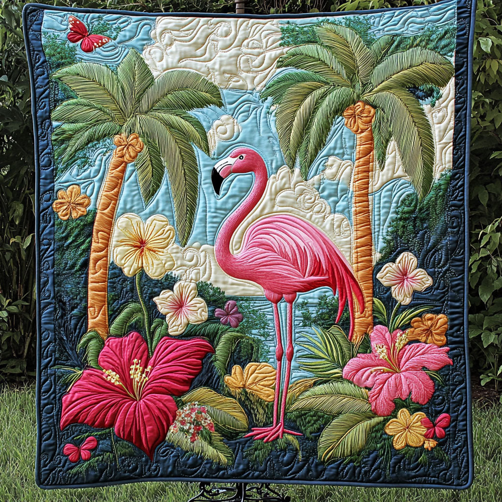 Exotic Flamingo Retreat Quilted Blanket NCU0NT4114