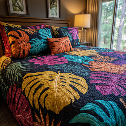 Exotic Leaves 3-Piece Quilted Bedding Set NCU0VL3440