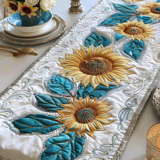 Exquesite Sunflower Fields Quilted Table Runner NCU0DV4566