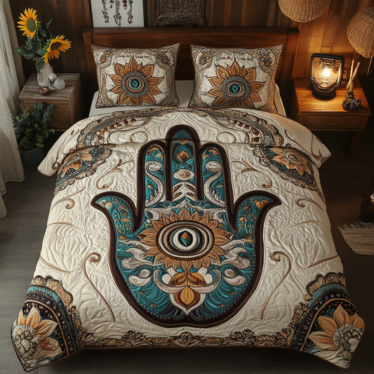Eye of Protection 3-Piece Quilted Bedding Set NCU0VL1721