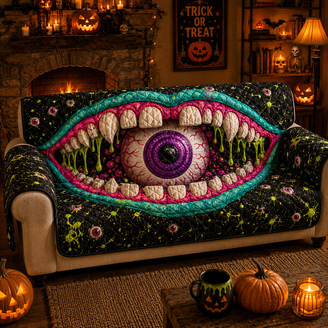 Eyeball Riot Quilted Sofa Cover NCU0TD2900