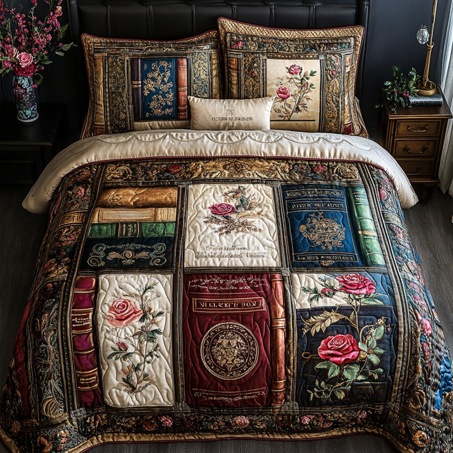 Faded Pages 3-Piece Quilted Bedding Set NCU0PT4879