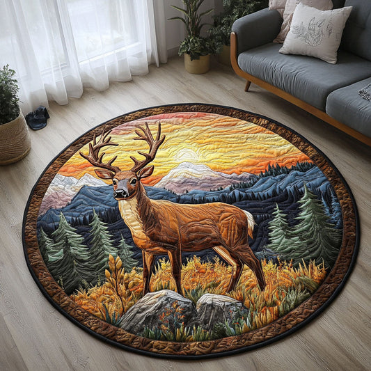 Fading Light Deer Quilted Round Mat NCU0PT5504