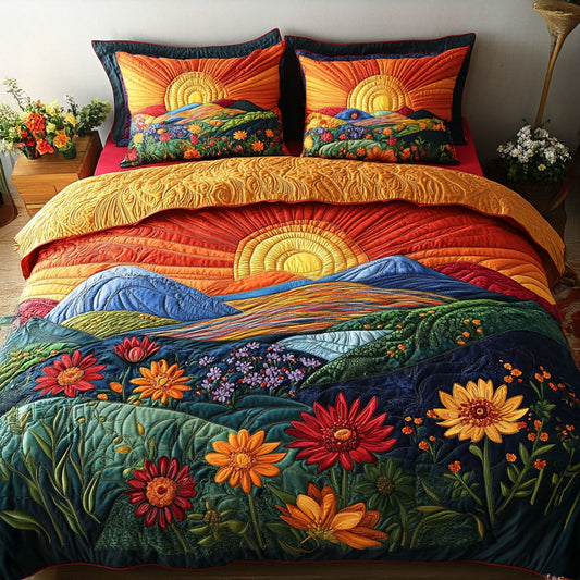 Fading Sunlight Blossoms 3-Piece Quilted Bedding Set NCU0PT7750