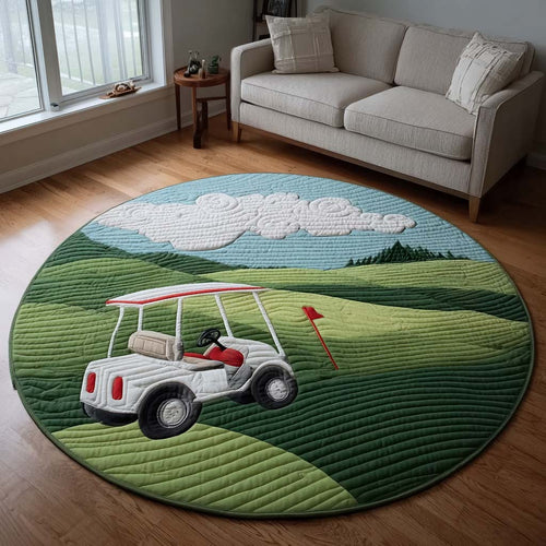 Fairway Golf Drive Quilted Round Mat NCU0HH1824