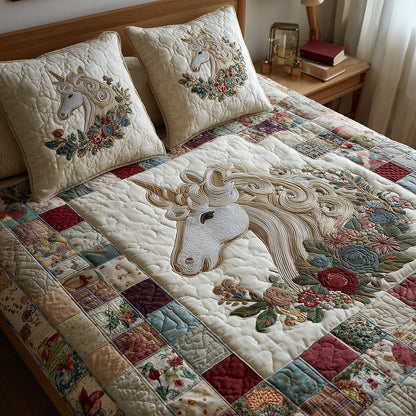 Fairy Horse Bloom 3-Piece Quilted Bedding Set NCU0TH3713