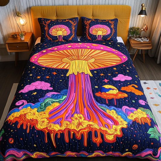 Fairy Shroom 3-Piece Quilted Bedding Set NCU0DK4673