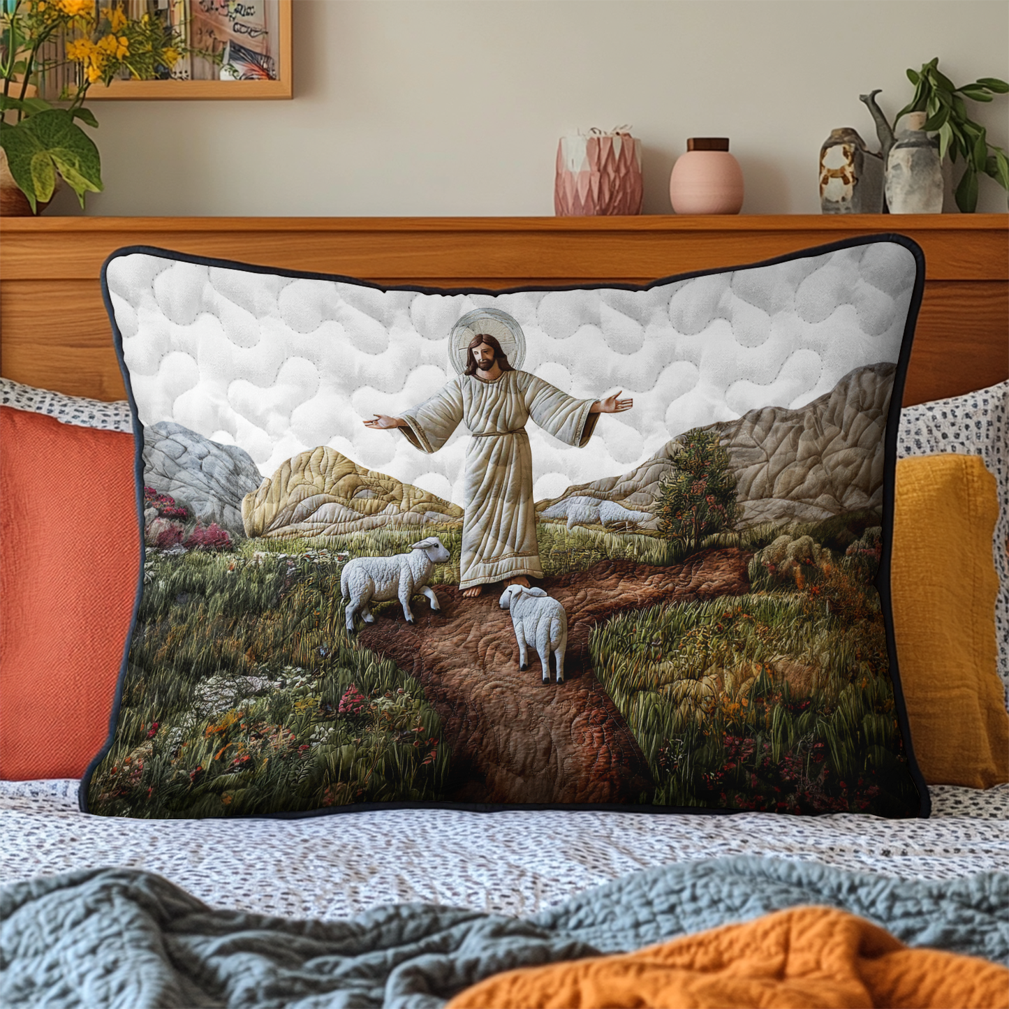 Faith Embrace Quilted Bedding Pillow Case NCU0DK9392