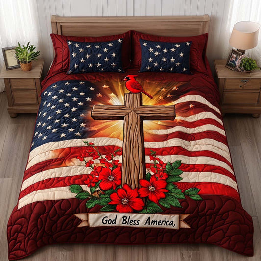 Faith and Freedom 3-Piece Quilted Bedding Set NCU0NT7815