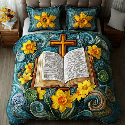 Faith in Flowers 3-Piece Quilted Bedding Set NCU0NT6717