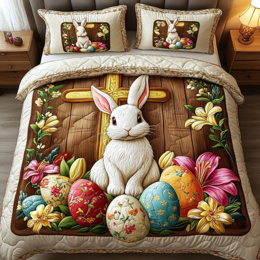 Faithful Bunny 3-Piece Quilted Bedding Set NCU0NT2896