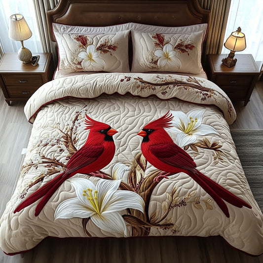 Faithful Cardinal 3-Piece Quilted Bedding Set NCU0DV6674