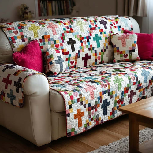 Faithful Cross Glow Quilted Sofa Cover NCU0NT11342
