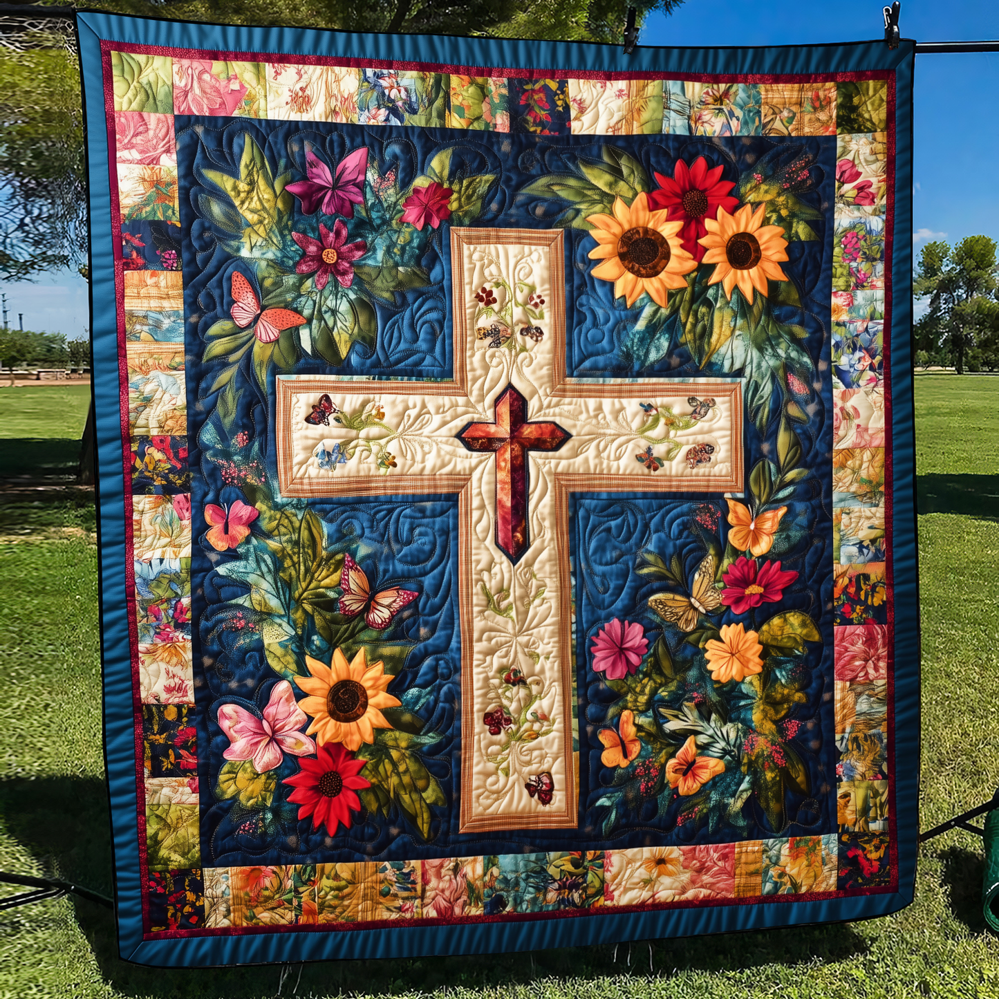 Faithful Cross Quilted Blanket NCU0VL525