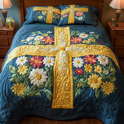 Faithful Garden 3-Piece Quilted Bedding Set NCU0VH2384