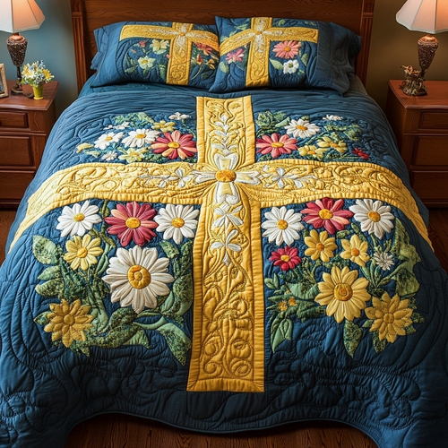 Faithful Garden 3-Piece Quilted Bedding Set NCU0VH2384