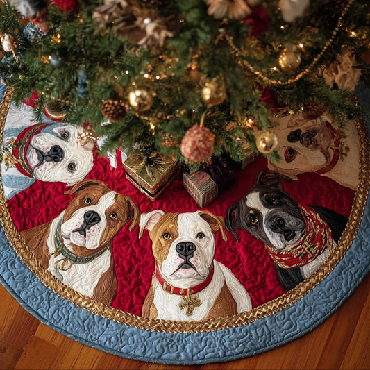 Faithful Pitbull Christmas Quilted Tree Skirt NCU0DK10769