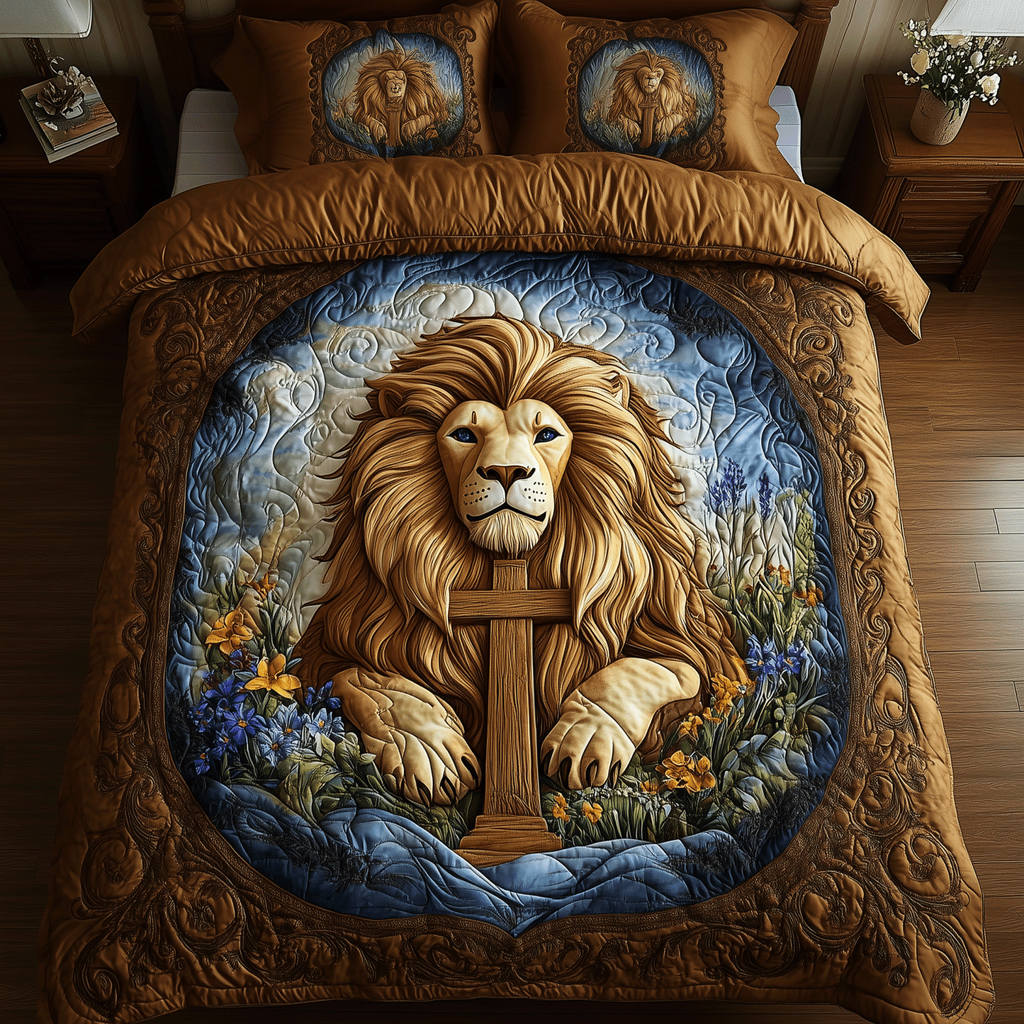 Faithful Roar 3-Piece Quilted Bedding Set NCU0TH2407