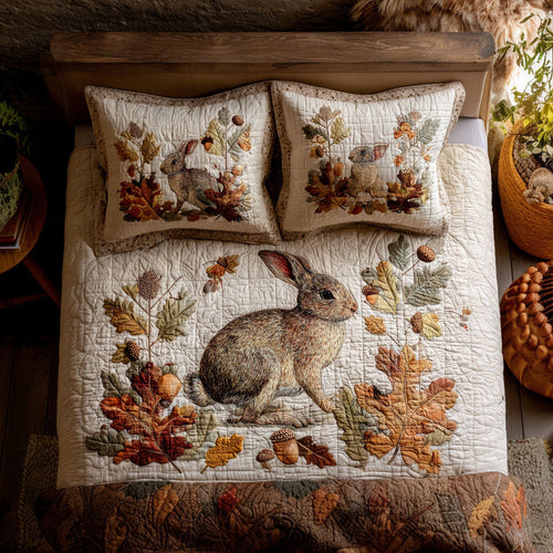 Fall Bunny Adventure 3-Piece Quilted Bedding Set NCU0PT8109