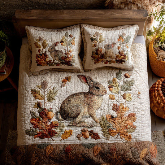 Fall Bunny Adventure 3-Piece Quilted Bedding Set NCU0PT8109