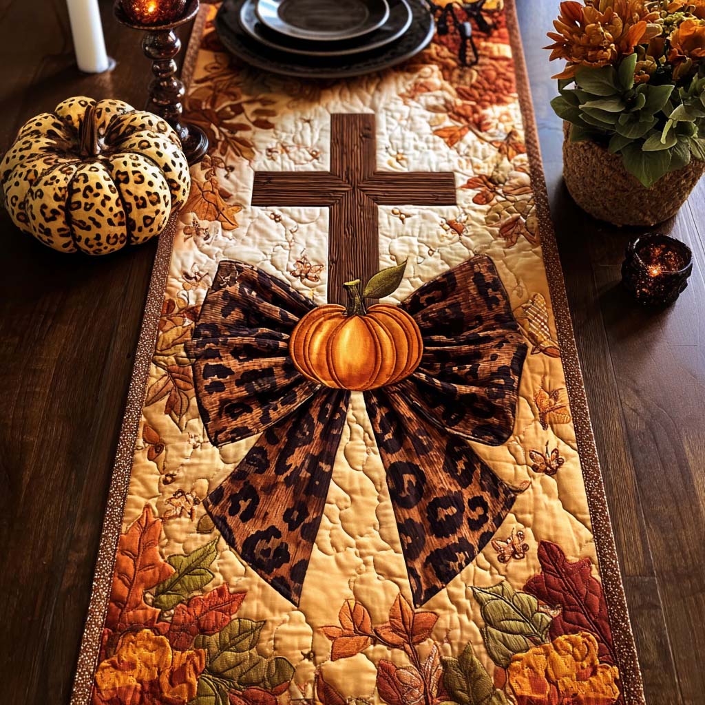 Fall Cross Spirit Quilted Table Runner NCU0NT9329