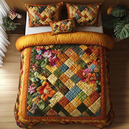 Fall Floral Heart 3-Piece Quilted Bedding Set NCU0NT8384