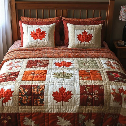 Fall Foliage Bliss 3-Piece Quilted Bedding Set NCU0PT5027