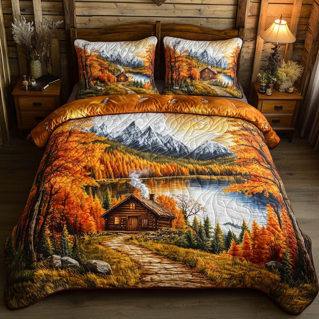 Fall Forest Dream 3-Piece Quilted Bedding Set NCU0NT9349