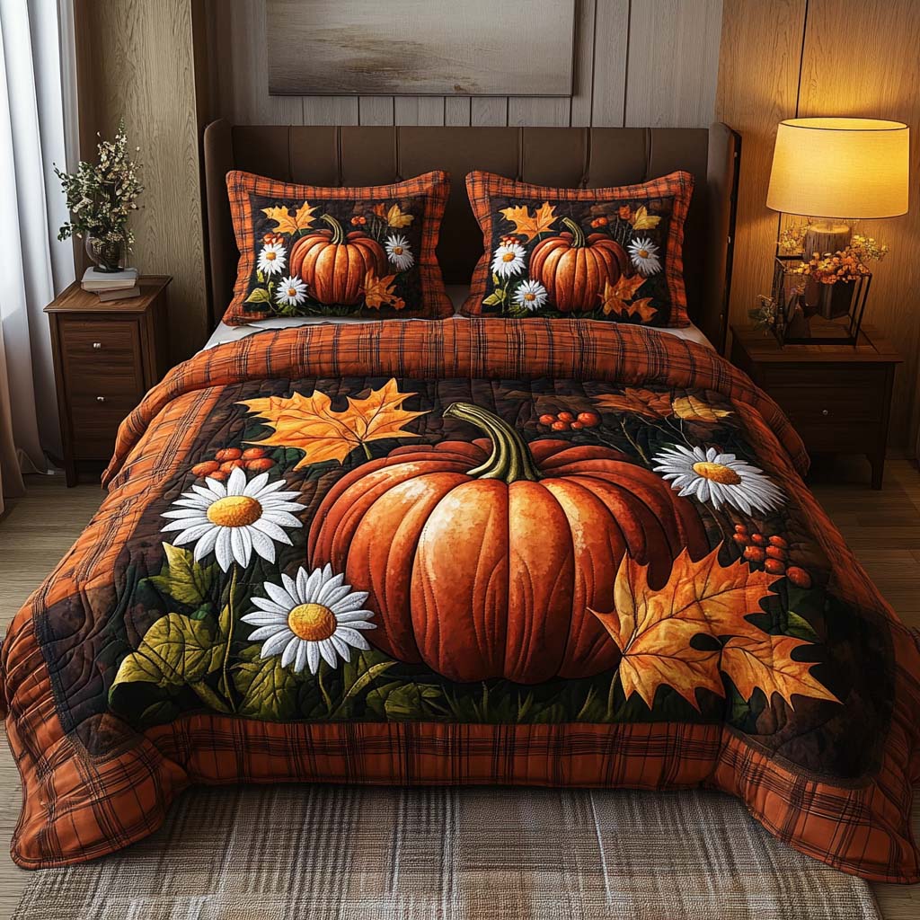 Fall Heartbeat Calm 3-Piece Quilted Bedding Set NCU0NT8767