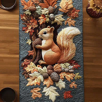 Fall Nut Gatherer Quilted Table Runner NCU0PT8120