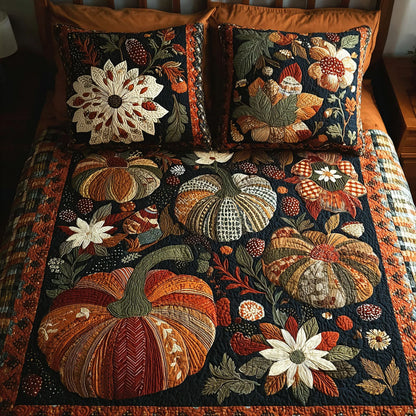 Fall Pumpkin Glow 3-Piece Quilted Bedding Set NCU0PT7817
