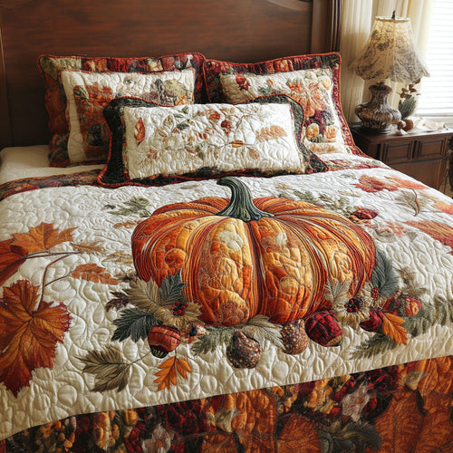 Fall Pumpkin Moments 3-Piece Quilted Bedding Set NCU0PT7819