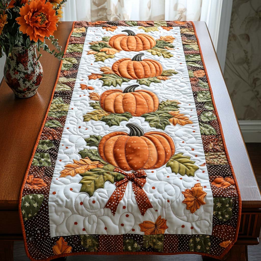 Fall Rustic Heart Quilted Table Runner NCU0NT8393