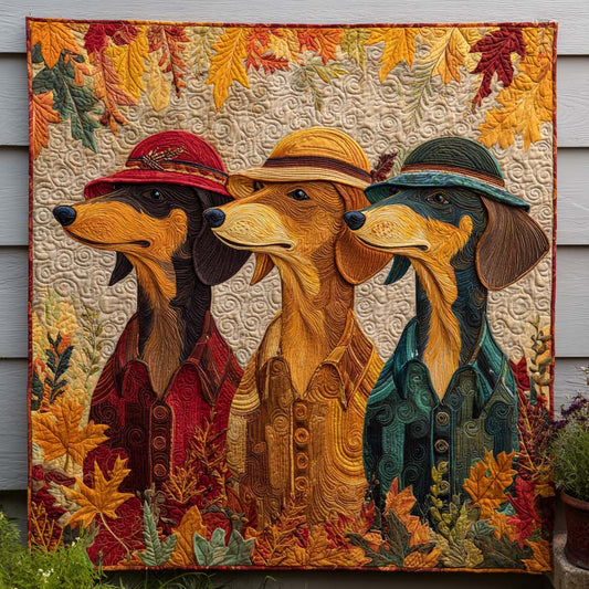 Fall Sausage Dog Quilted Blanket NCU0NT9069