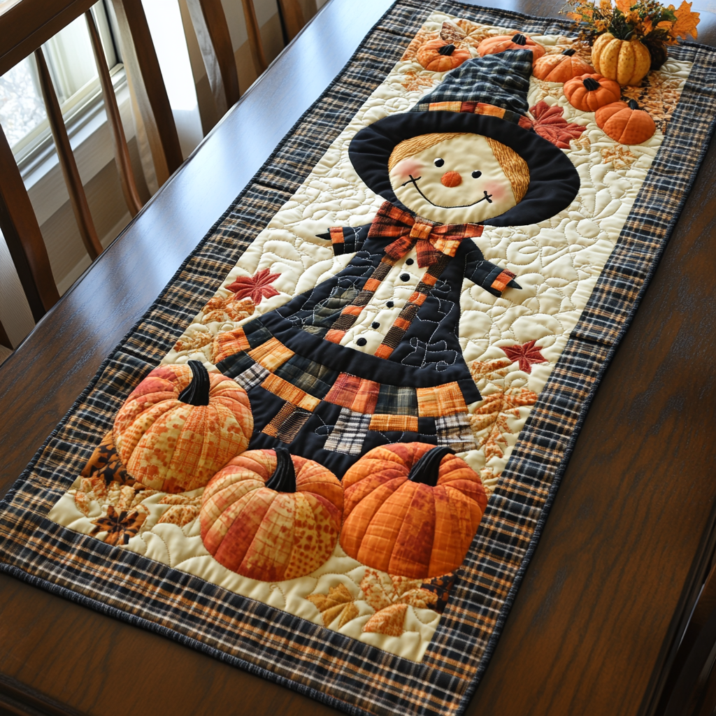 Fall Scarecrow Quilted Table Runner NCU0DK9178