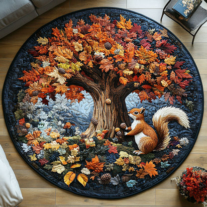 Fall Squirrel Vibes Quilted Round Mat NCU0PT7866