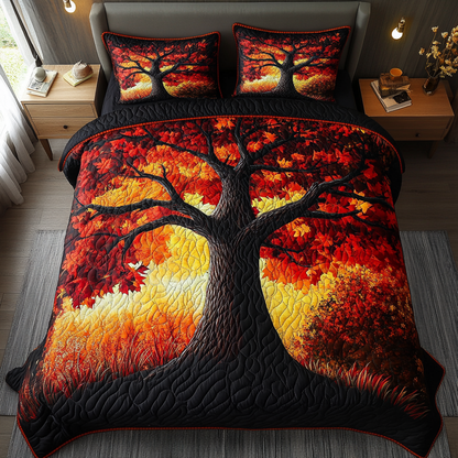 Falling Leaves 3-Piece Quilted Bedding Set NCU0DK9403