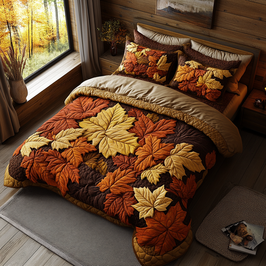 Falling Leaves 3-Piece Quilted Bedding Set NCU0DK9448