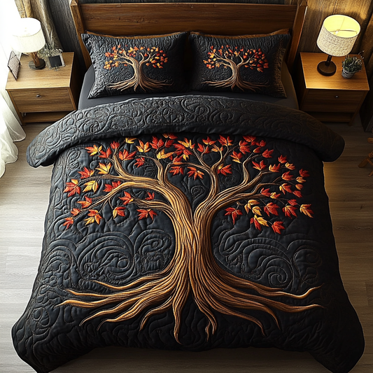 Falling Leaves 3-Piece Quilted Bedding Set NCU0DK9671