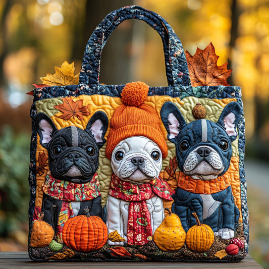Falling for Frenchie Quilted Tote Bag NCU0DV7136