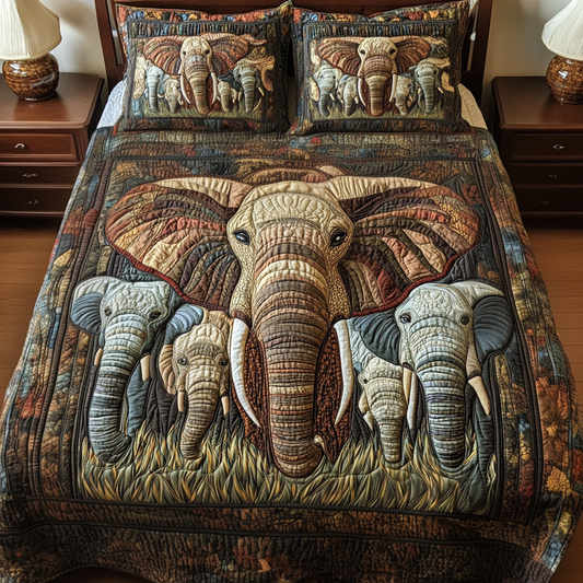 Family Bond Elephant 3-Piece Quilted Bedding Set NCU0NT3194
