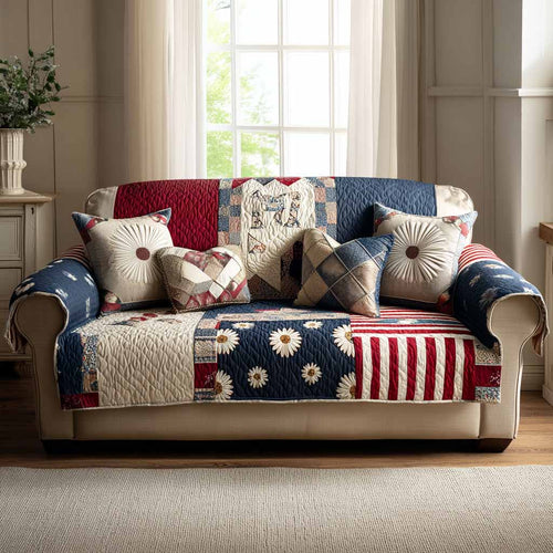 Family Patch Quilted Sofa Cover NCU0XD2321