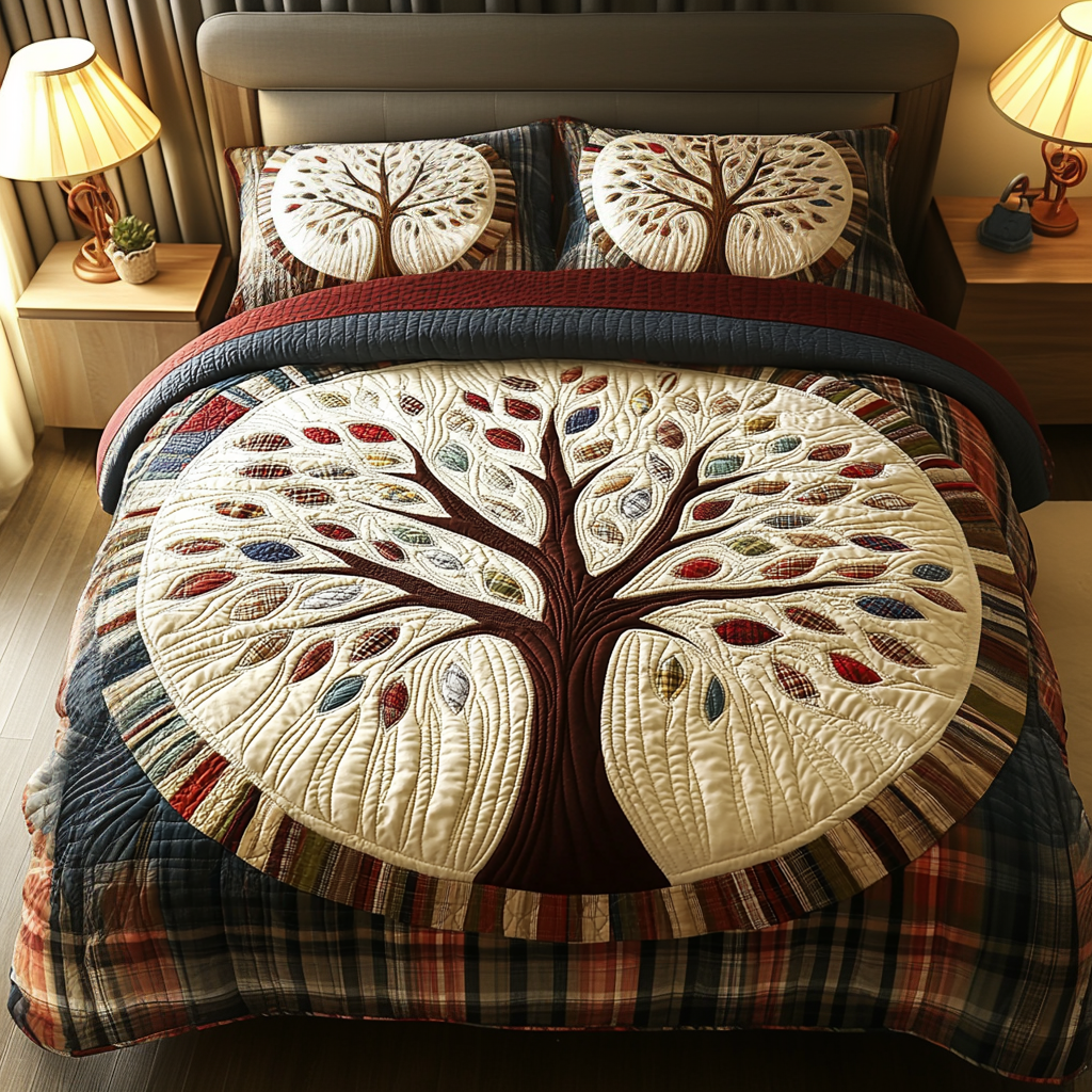 Family Tree 3-Piece Quilted Bedding Set NCU0VH3187