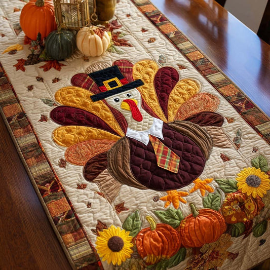 Family Turkey Quilted Table Runner NCU0NT10439
