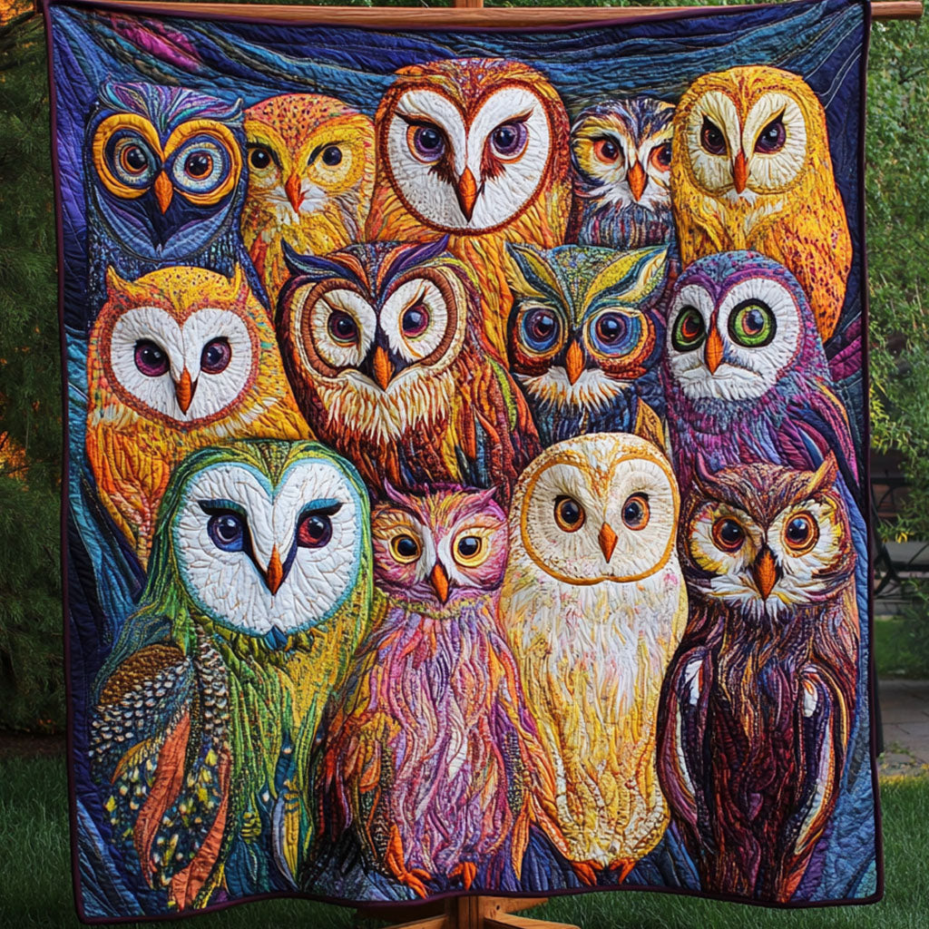Family of Owls Quilted Blanket NCU0NT6457