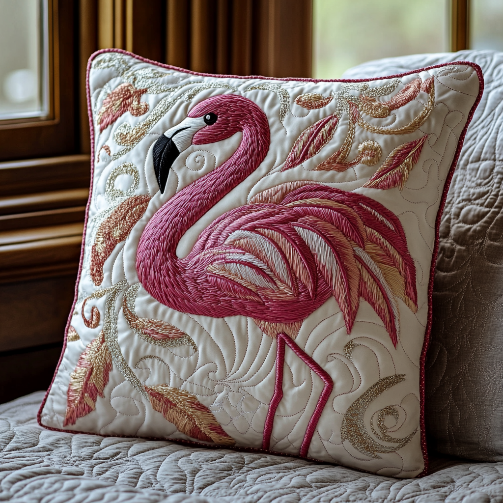 Fancy Flamingo Quilted Pillow Case NCU0DV6077
