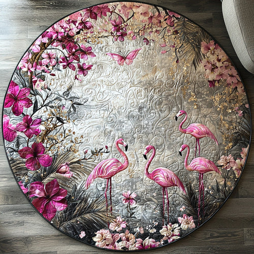 Fancy Flamingo Quilted Round Mat NCU0DV6282