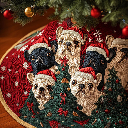 Fancy Frenchie Quilted Christmas Tree Skirt NCU0PT2437